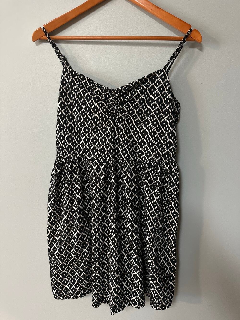 LOFT Petite Black White Printed Sleeveless Mini Dress Women’s MP Spaghetti Strap